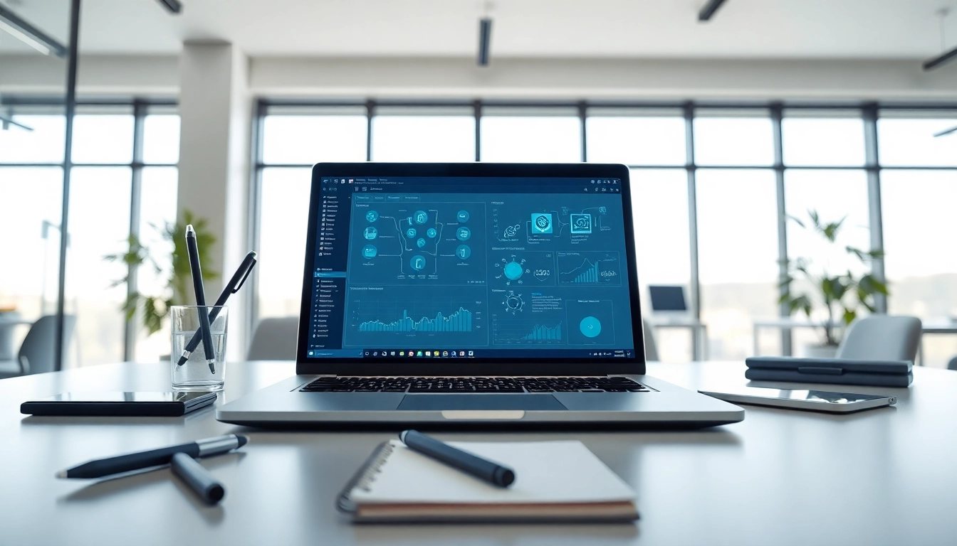 Find AI with AI showcasing innovative tools on a professional office desk setup.