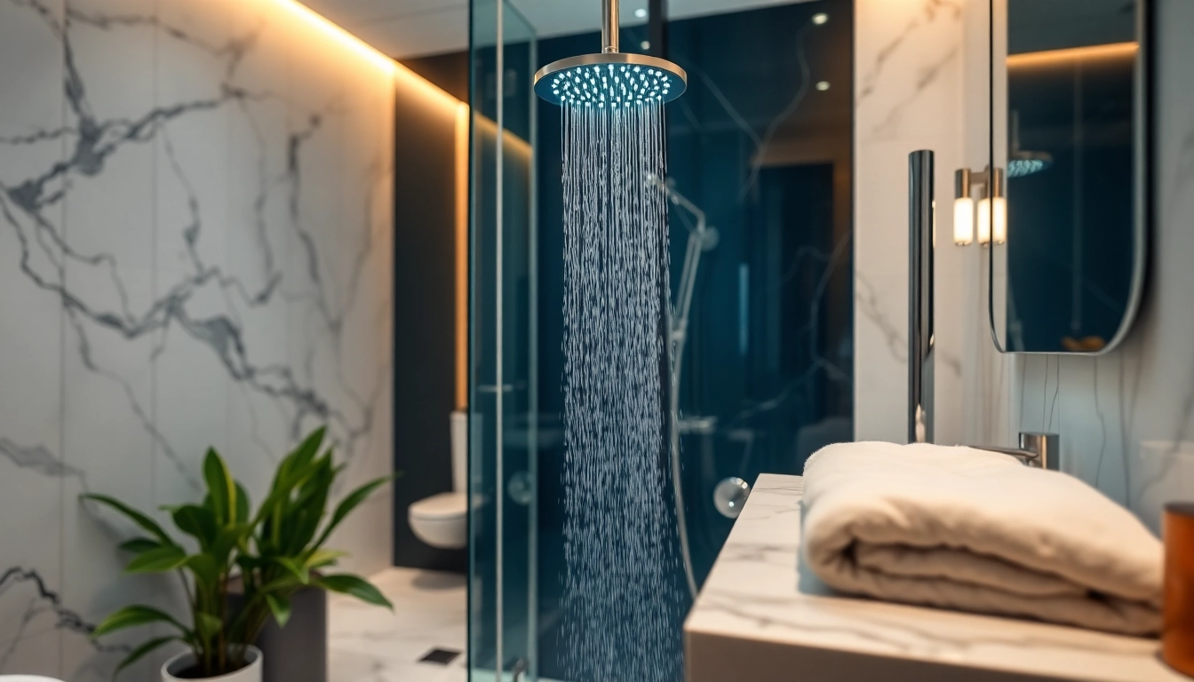 Experience elegance with showers Australia in a luxurious bathroom setting featuring modern design elements.