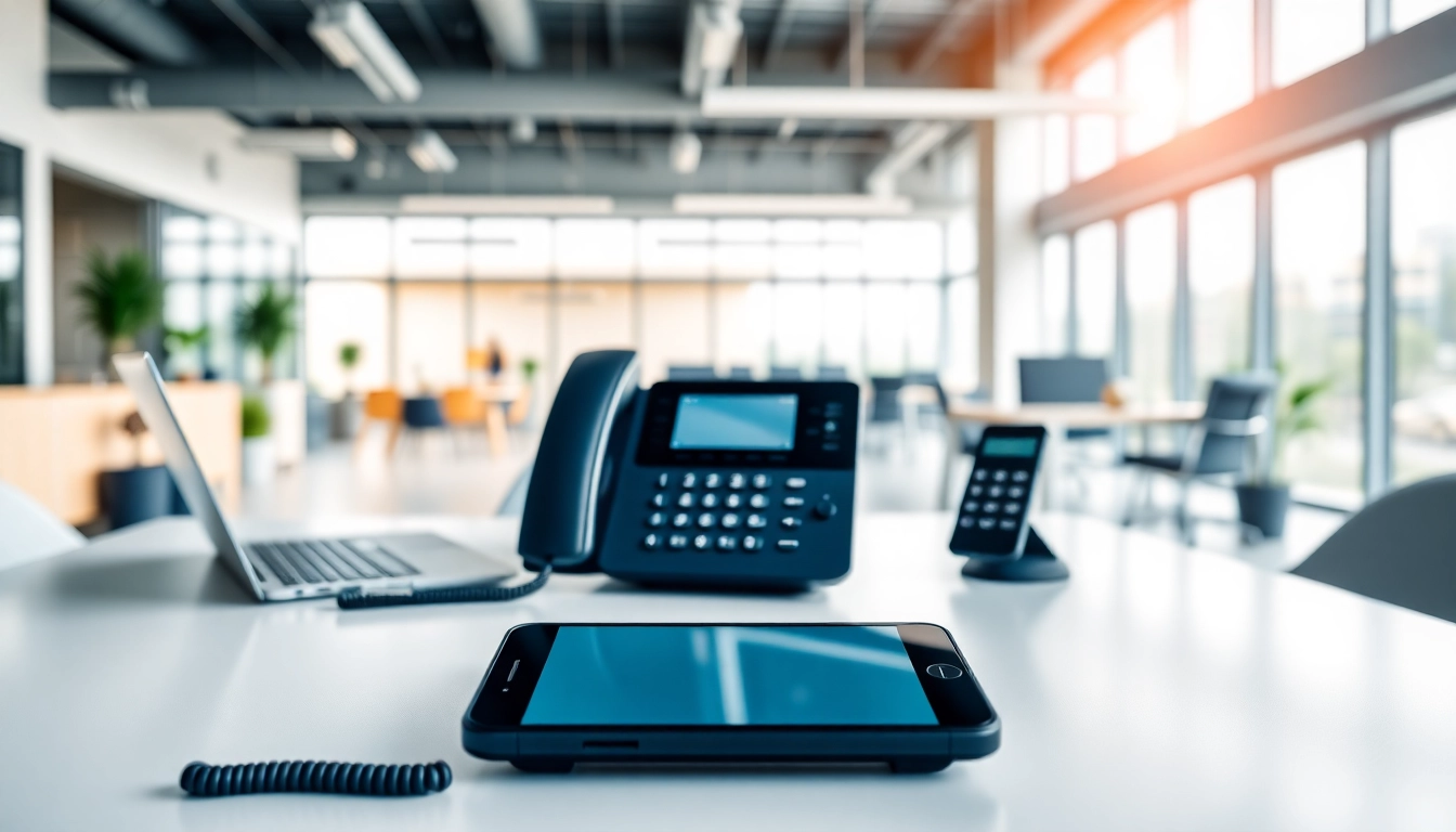 Showcasing a professional business phone setup in a modern office.