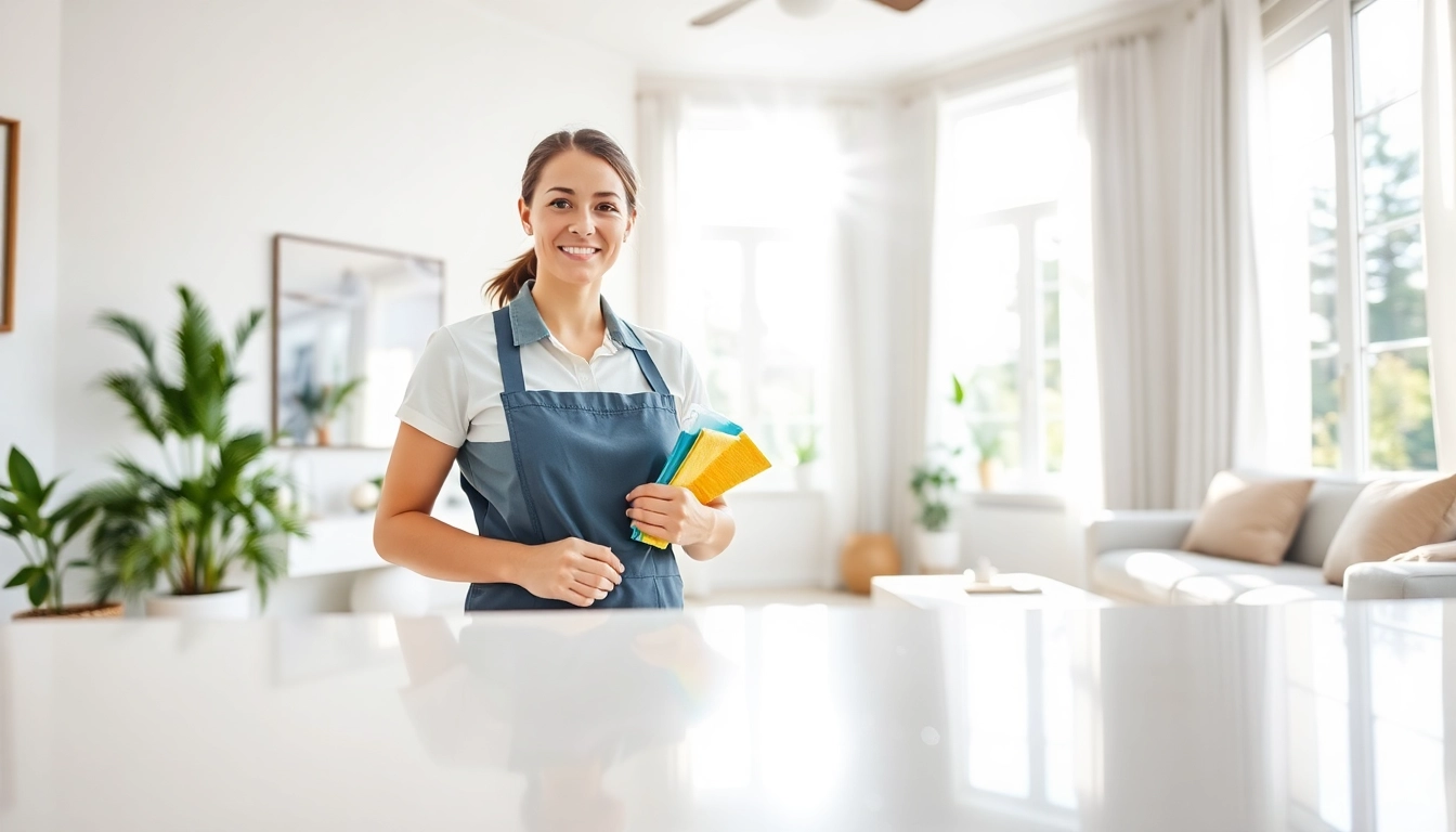 Experience a pristine home with https://ecocleanellies.com professional cleaning services, showcasing a smiling cleaner.