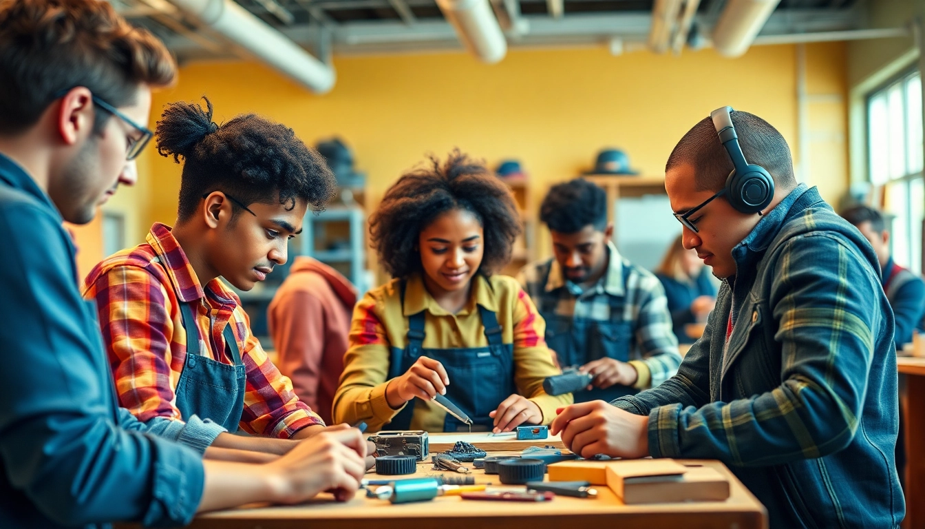 Engaged students showcasing hands-on training at a trade school.