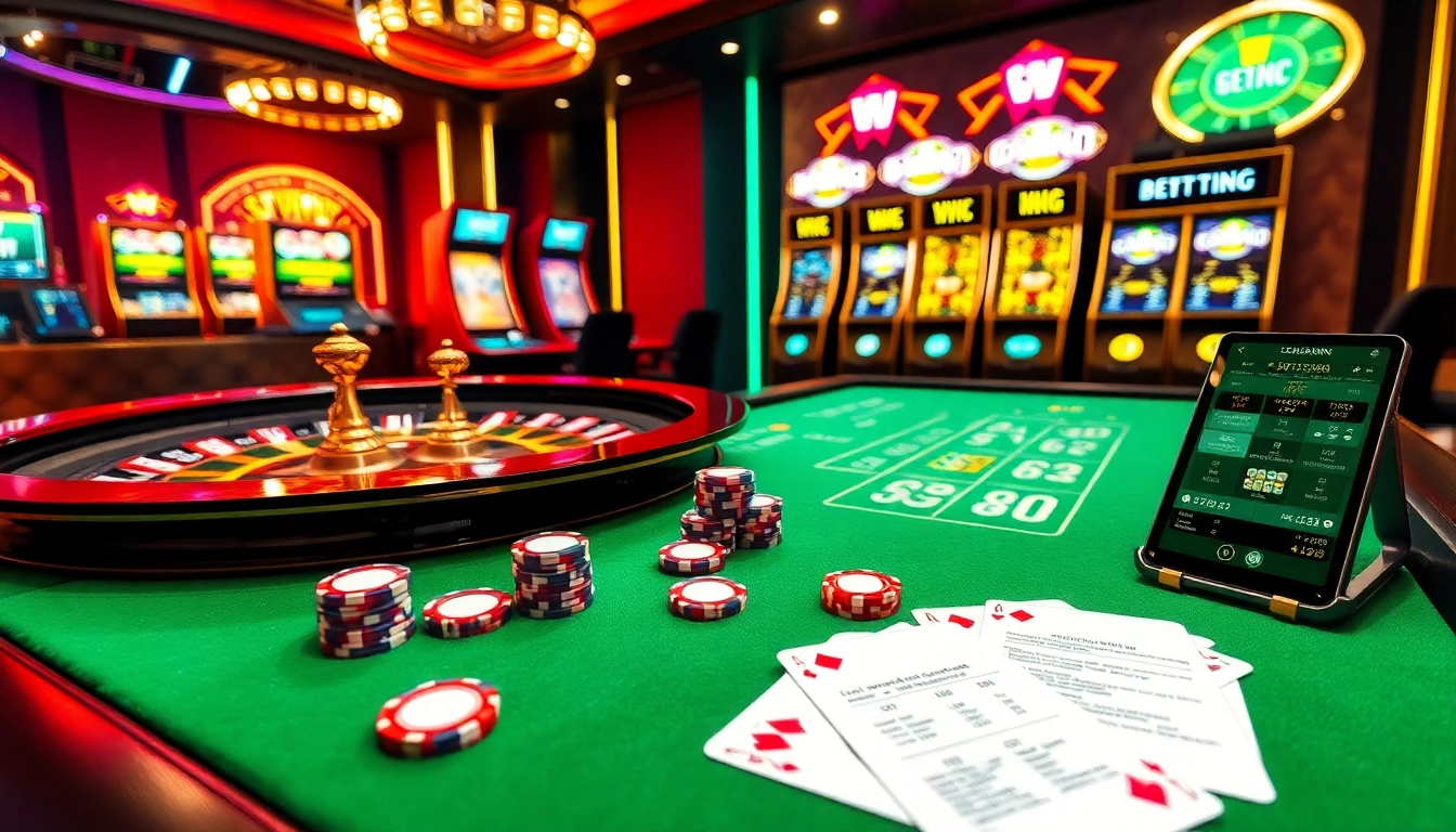 Une scène professionnelle d'action de jeu de cash dans un casino en ligne en ligne avec des jetons vibrants et une roulette.
