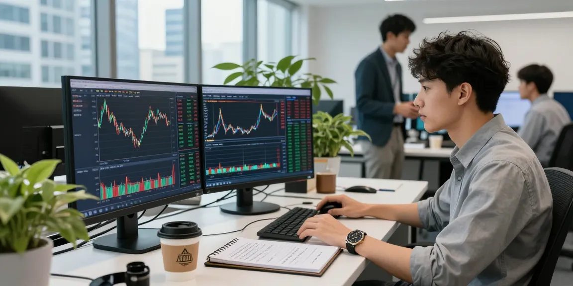 S&P 500 live chart displayed on multiple monitors in a modern finance office setting.