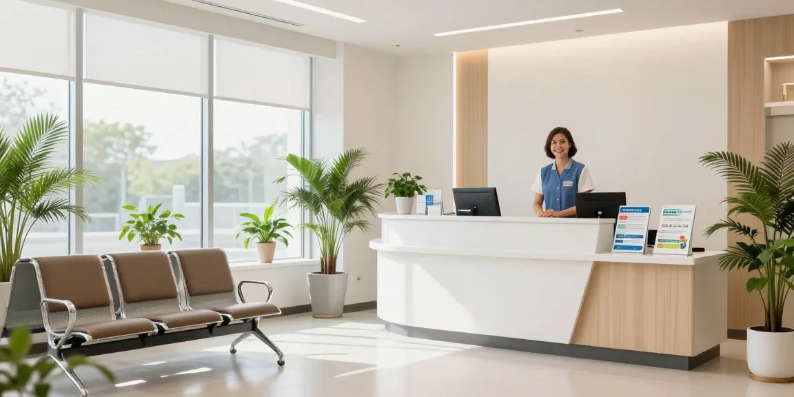 "Exploring Early retirement health insurance options in a healthcare clinic setting, featuring compassionate patient care and medical services."