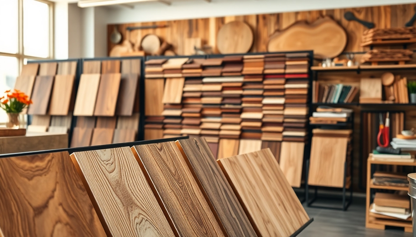 Showcase of the wood veneer hub panels highlighting beautiful wood textures and designs.