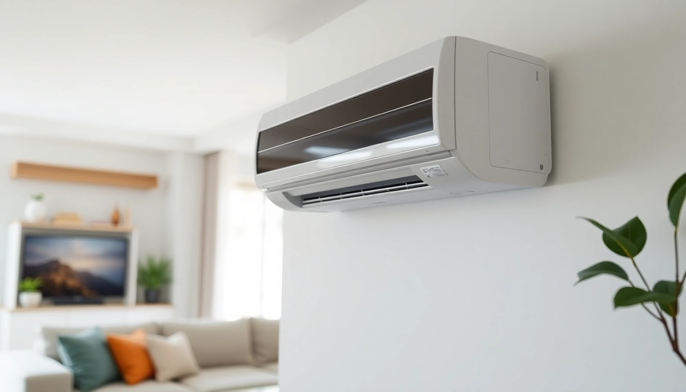 Install a Daikin mini split AC system in a modern living room with natural lighting.