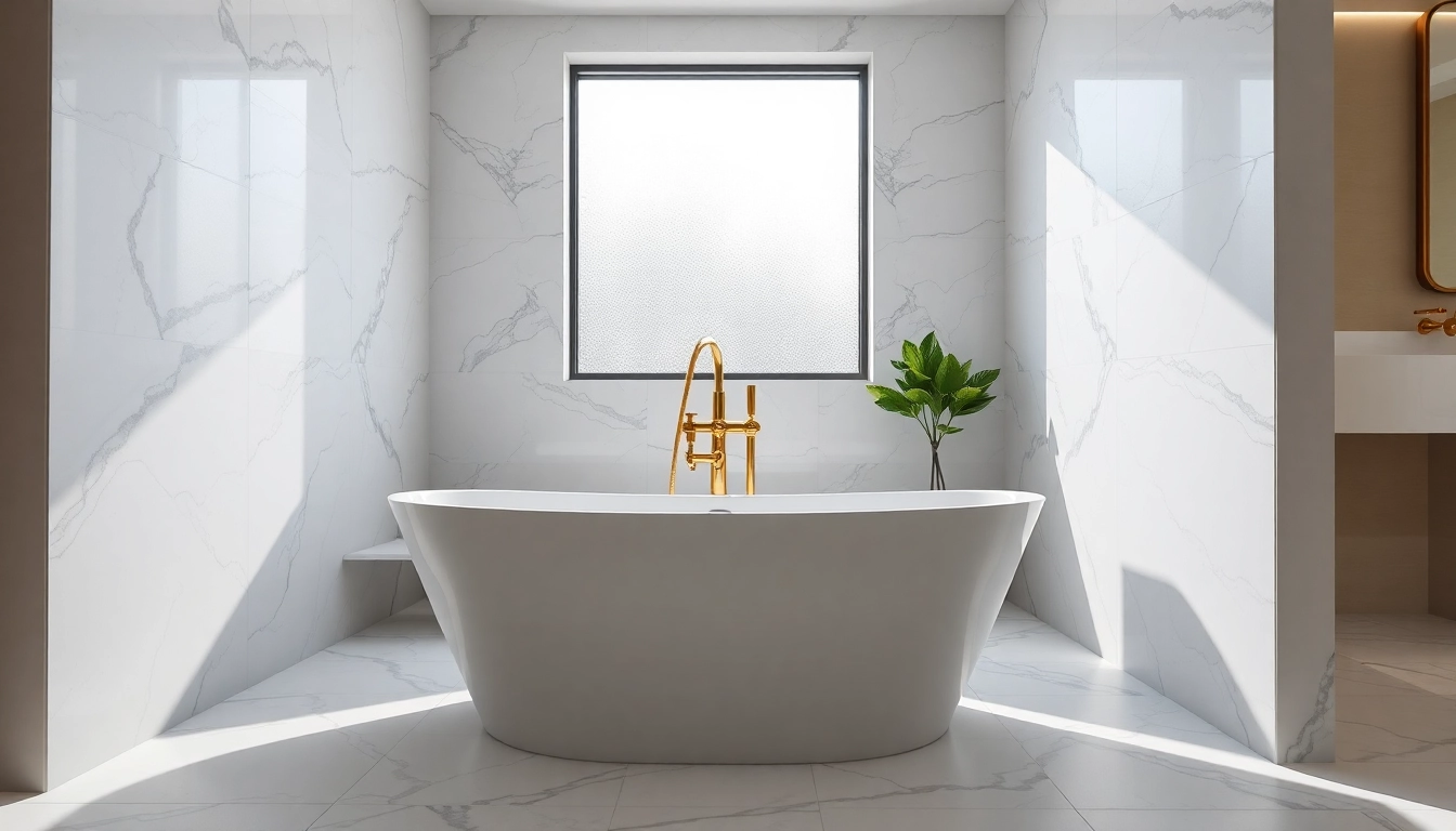 Stunning view of bathroom renovations near me, featuring a freestanding bathtub and modern fixtures.