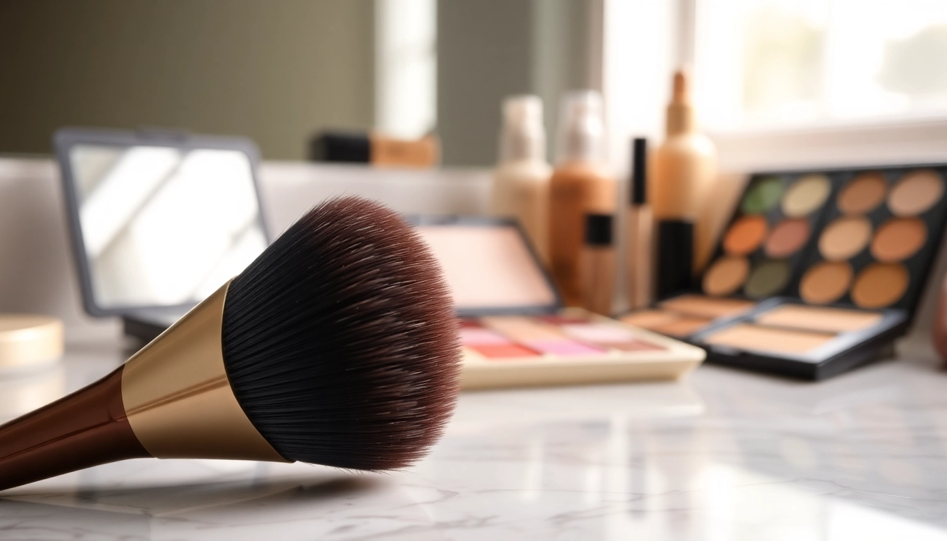 Applying makeup with an angled makeup brush, showcasing its unique design and features.
