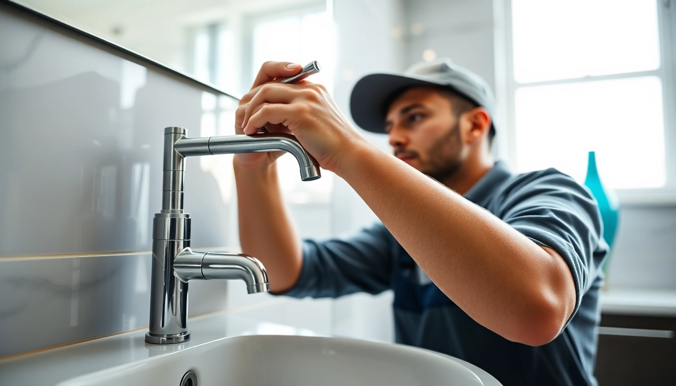 Installateur von sonni sanitär GmbH demonstriert präzise Badrenovierung mit modernen Armaturen.