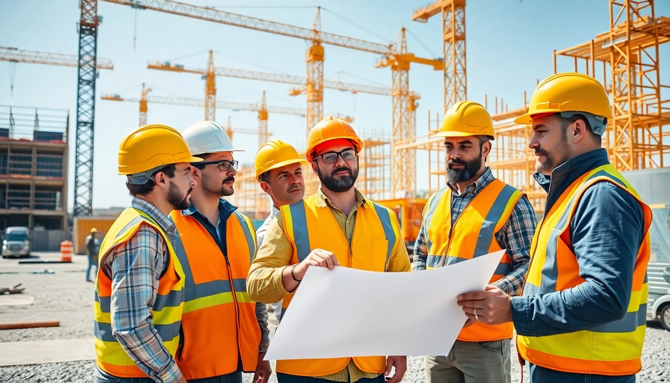 Enhancing construction site safety with workers in protective gear at an active worksite.