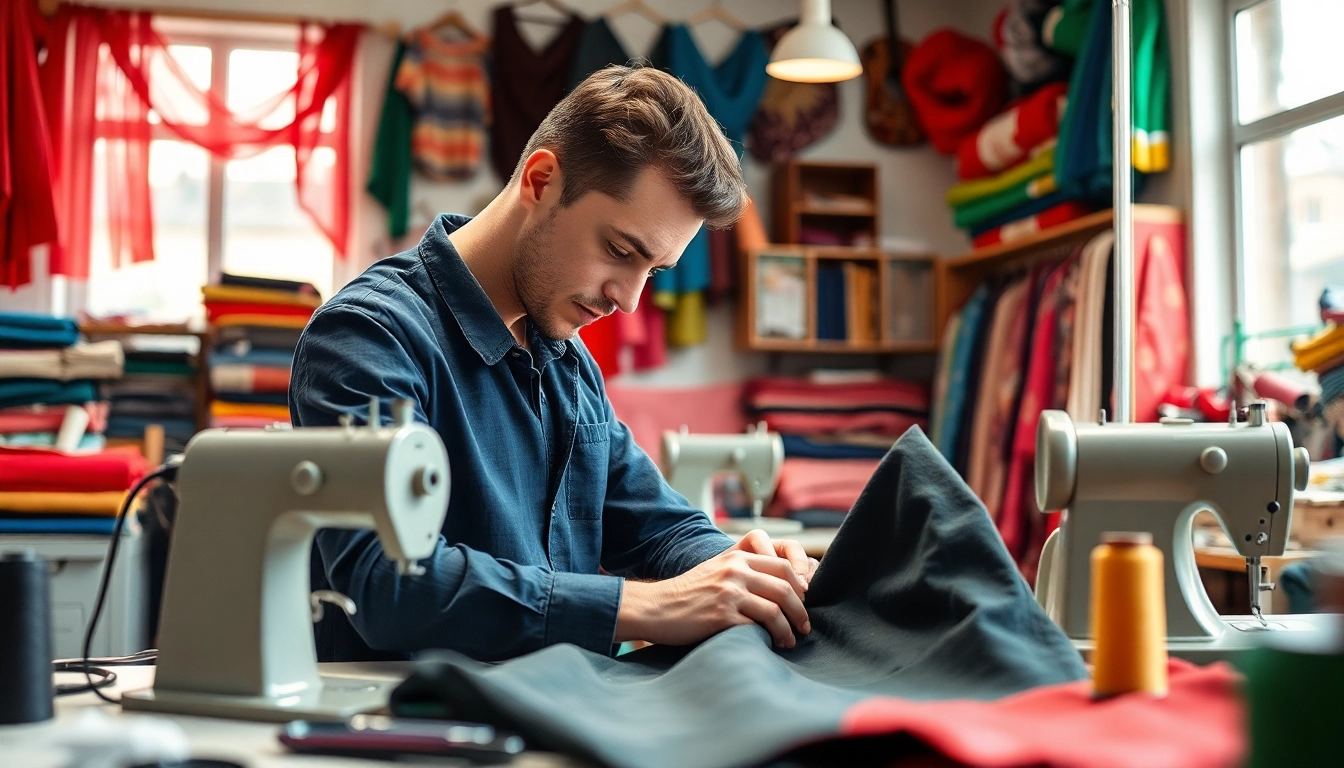 Showcasing custom sewing Nashville TN with a skilled tailor crafting a unique garment.