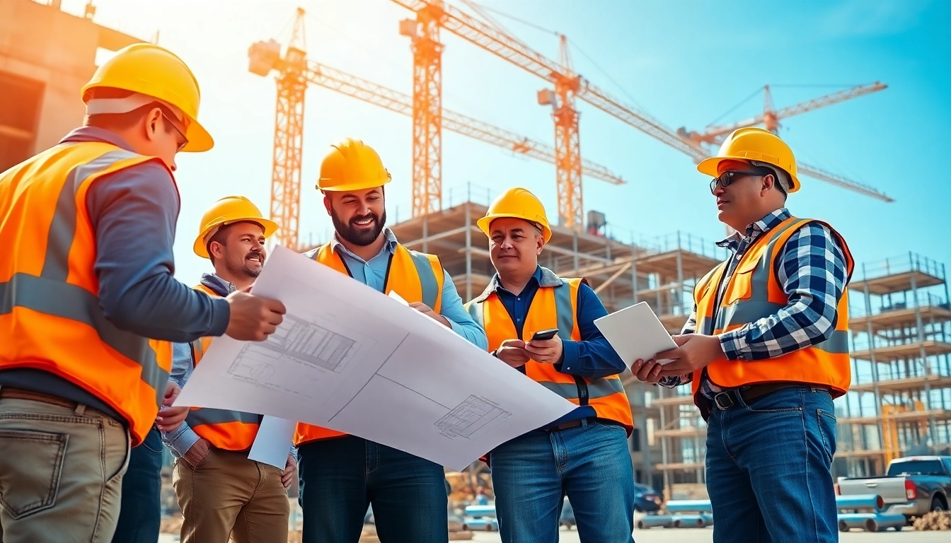 Showcasing a New Jersey Commercial General Contractor team on a vibrant construction site with dynamic collaboration.