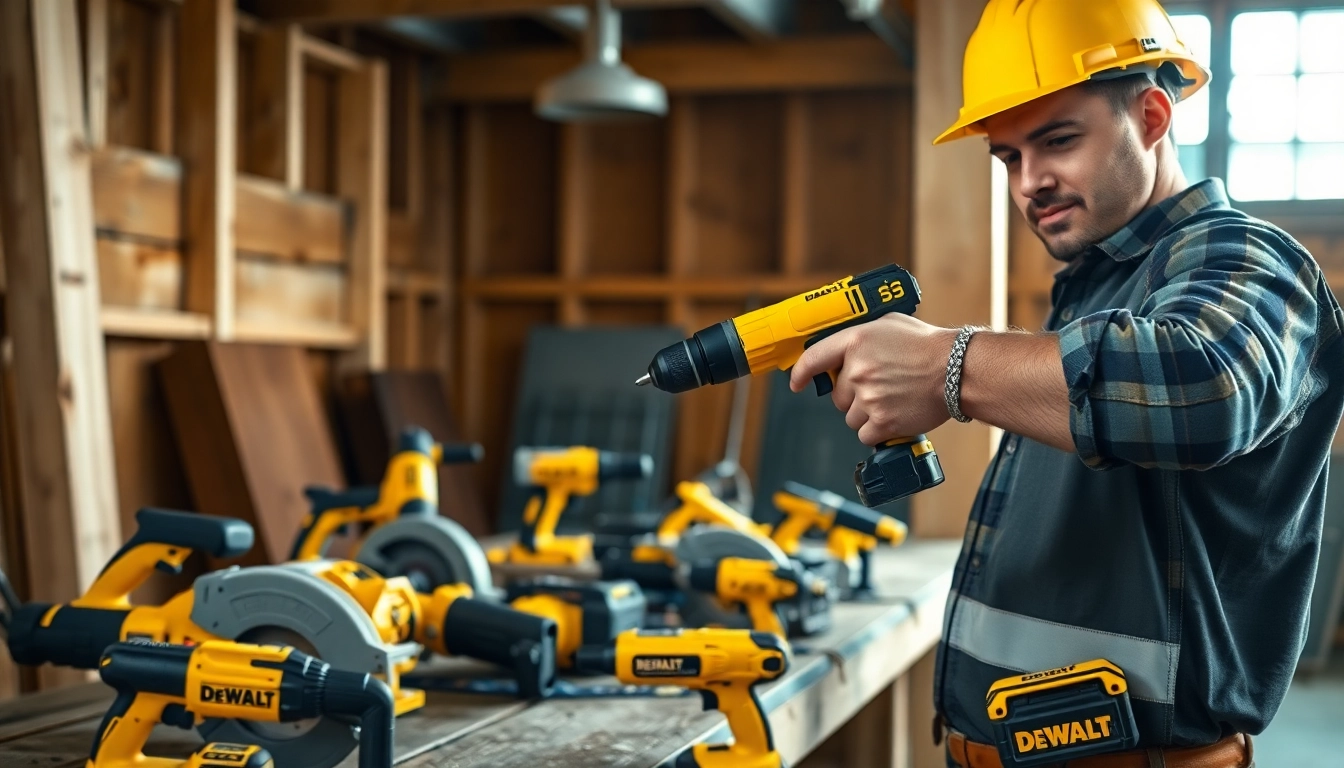Using DeWalt tools to efficiently drill on a construction site.