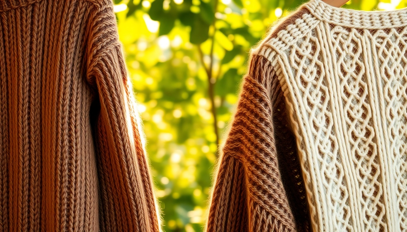 Showcase luxurious hand-knitted garments at https://www.ound-ound.com in a natural light setting.