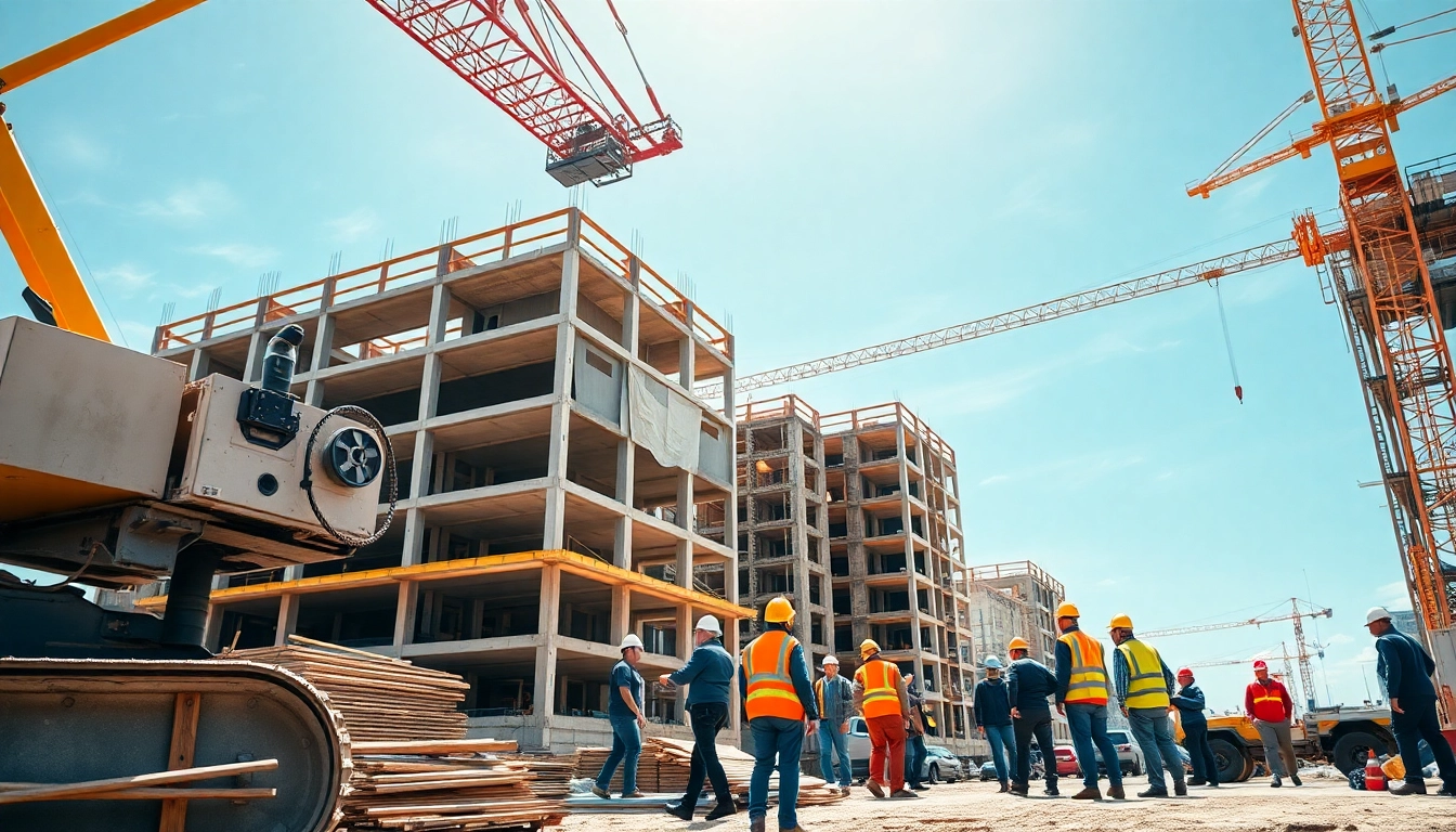 Workers on-site illustrating the latest colorado construction news with cranes and modern equipment.