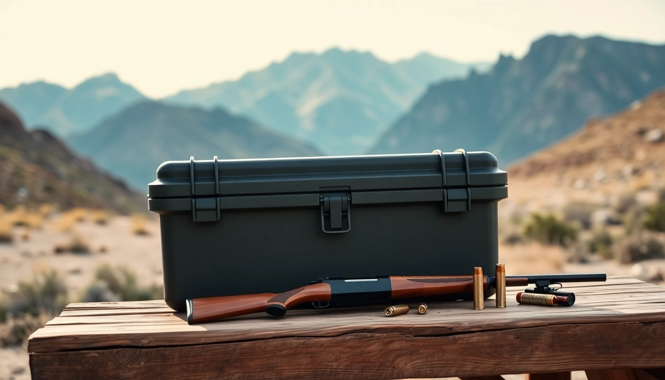 Showcasing a pelican rifle case in a rugged outdoor setting, highlighting its durability and design.