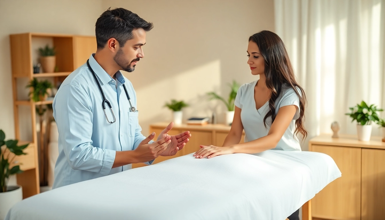 Osteopathie Behandlung in entspannter Atmosphäre, Professionelle Kommunikation mit Patient.