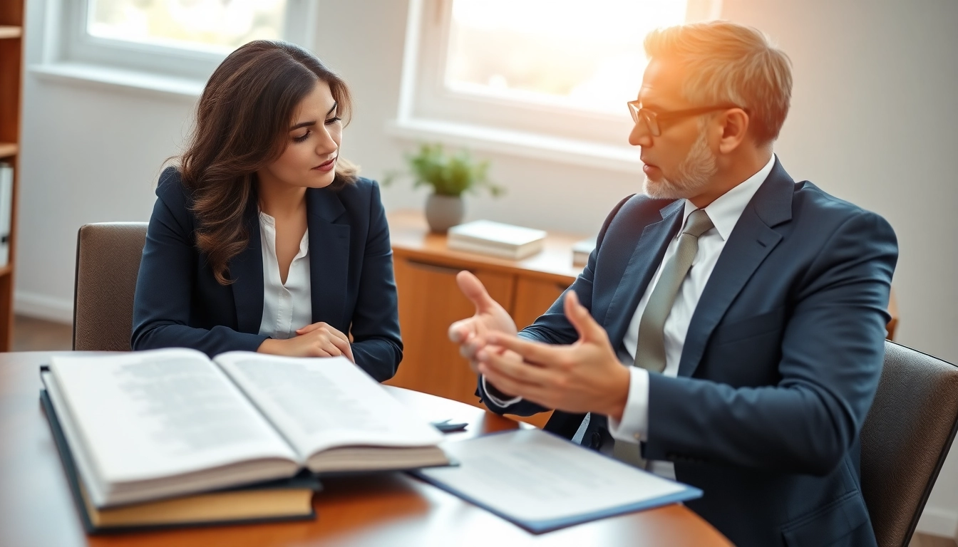 Palm Harbor Divorce Lawyer providing legal advice to a client in a supportive setting.