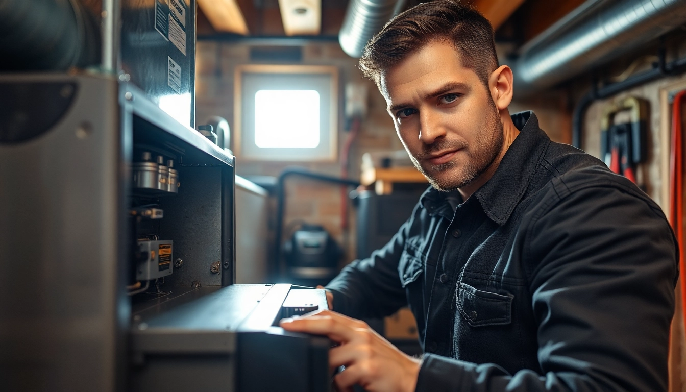 Expert technician conducting furnace repair pound ridge for optimal home heating efficiency.