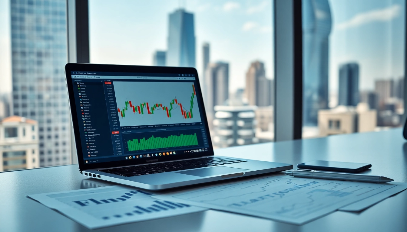 Engaging forex trading environment featuring hotforex mt4 on a laptop.