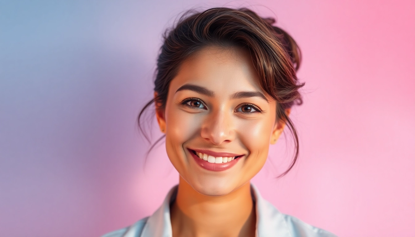 Engaging profile photo maker showcasing a modern, vibrant gradient background.