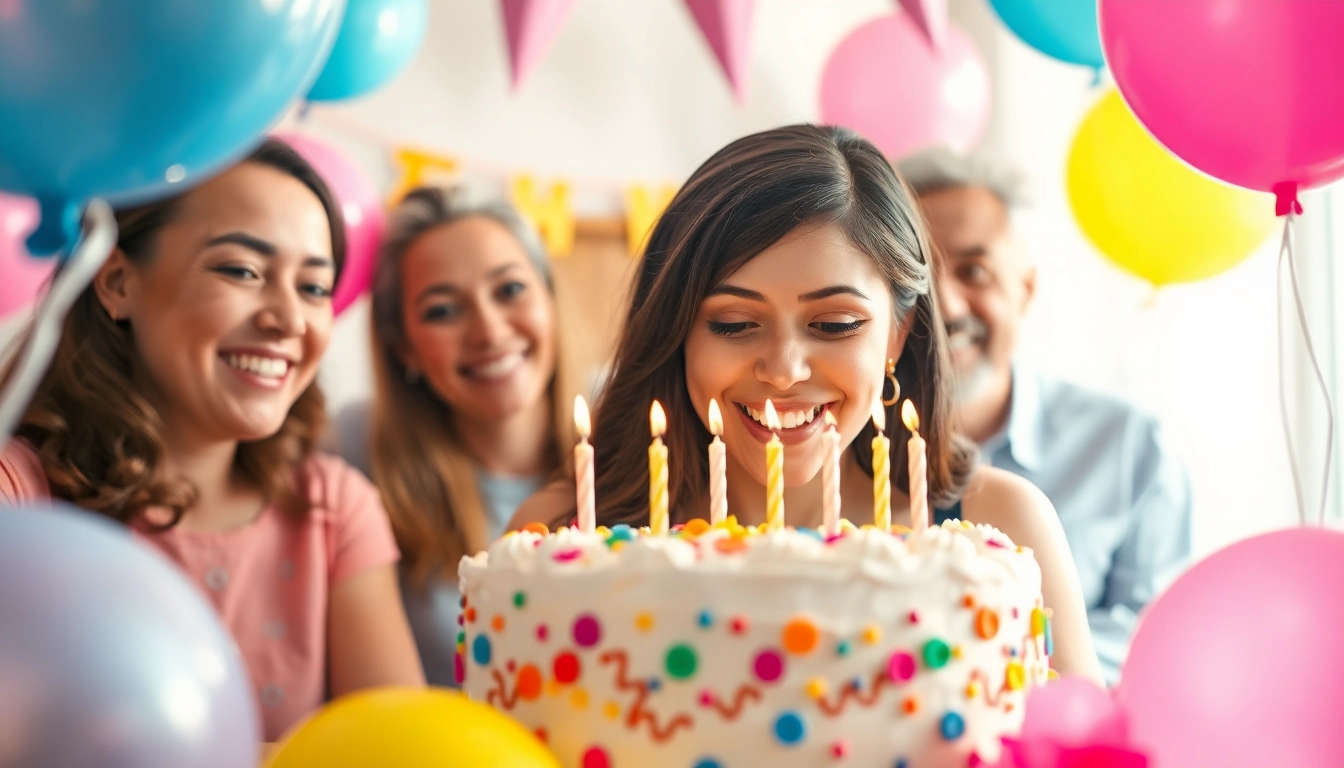 Heartwarming birthday wishes for sister as she celebrates with friends and cake.