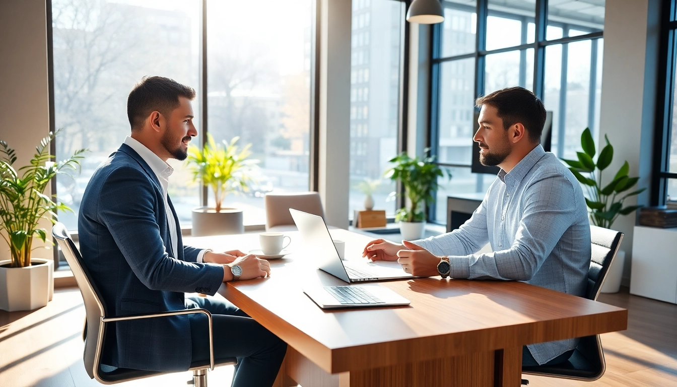 Engaged financial advisor virginia beach va in a modern office, assisting clients with personalized investment strategies.