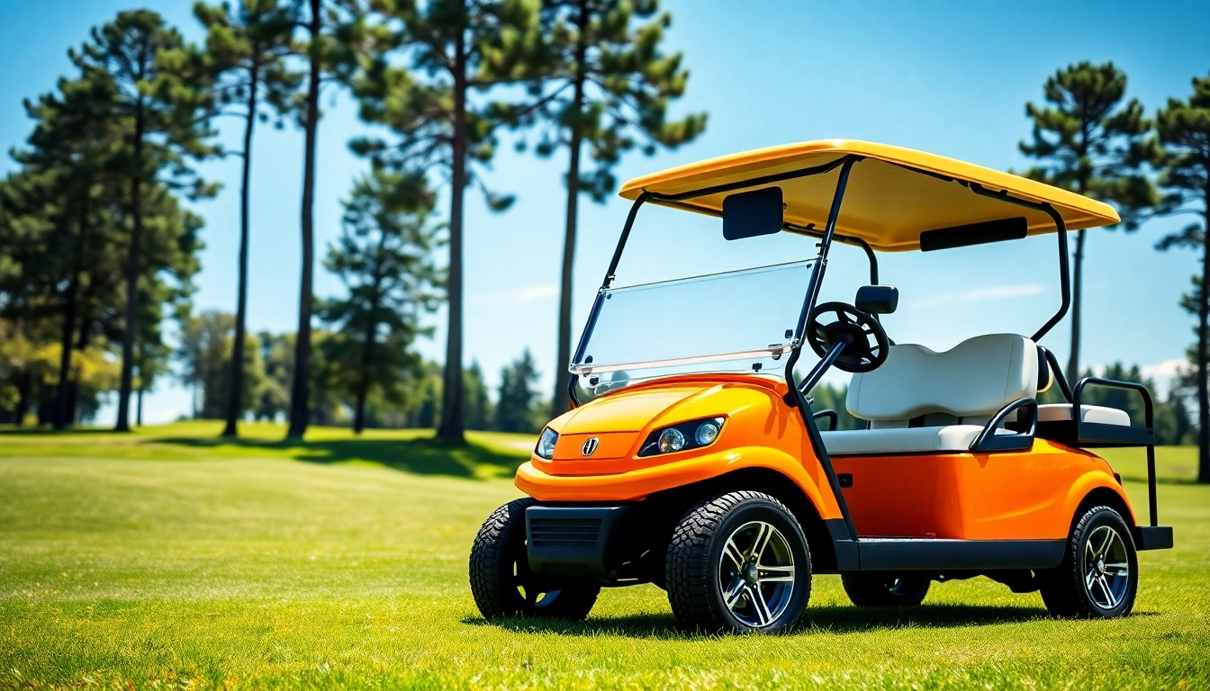 Explore Kandi golf carts for sale with their modern design on a sunny golf course.