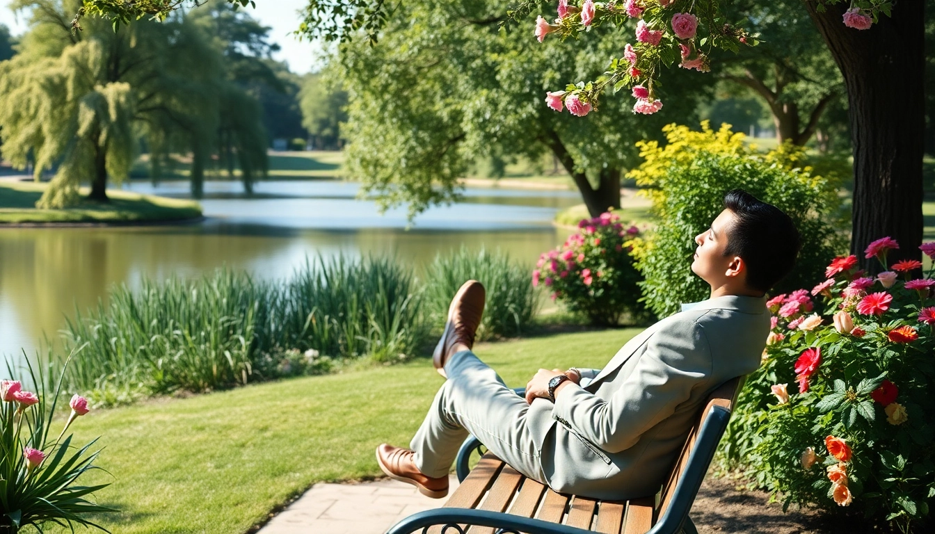 Entrepreneurs break: Professional entrepreneur enjoying a serene moment in nature.