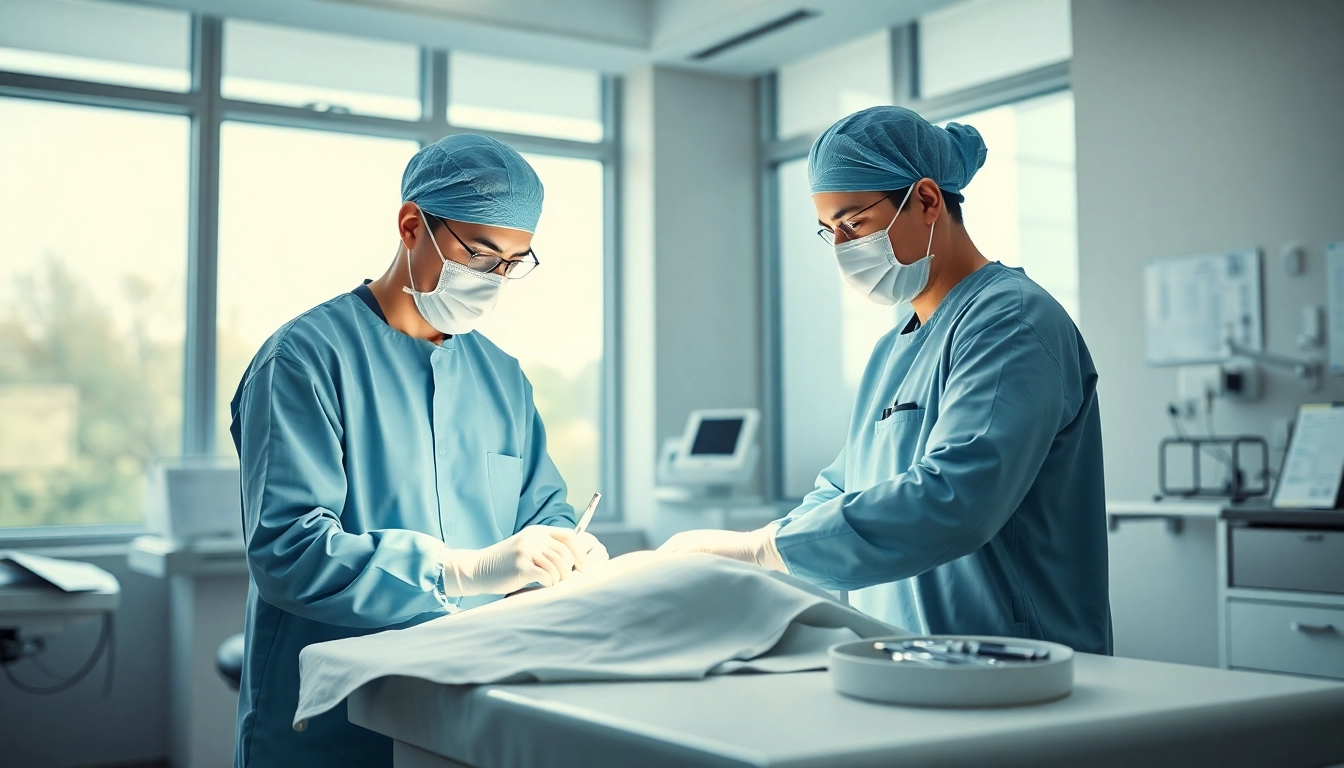Kirkegaard Aesthetics zeigt eine professionelle Chirurgin bei einer kosmetischen Behandlung in einer modernen Klinik.