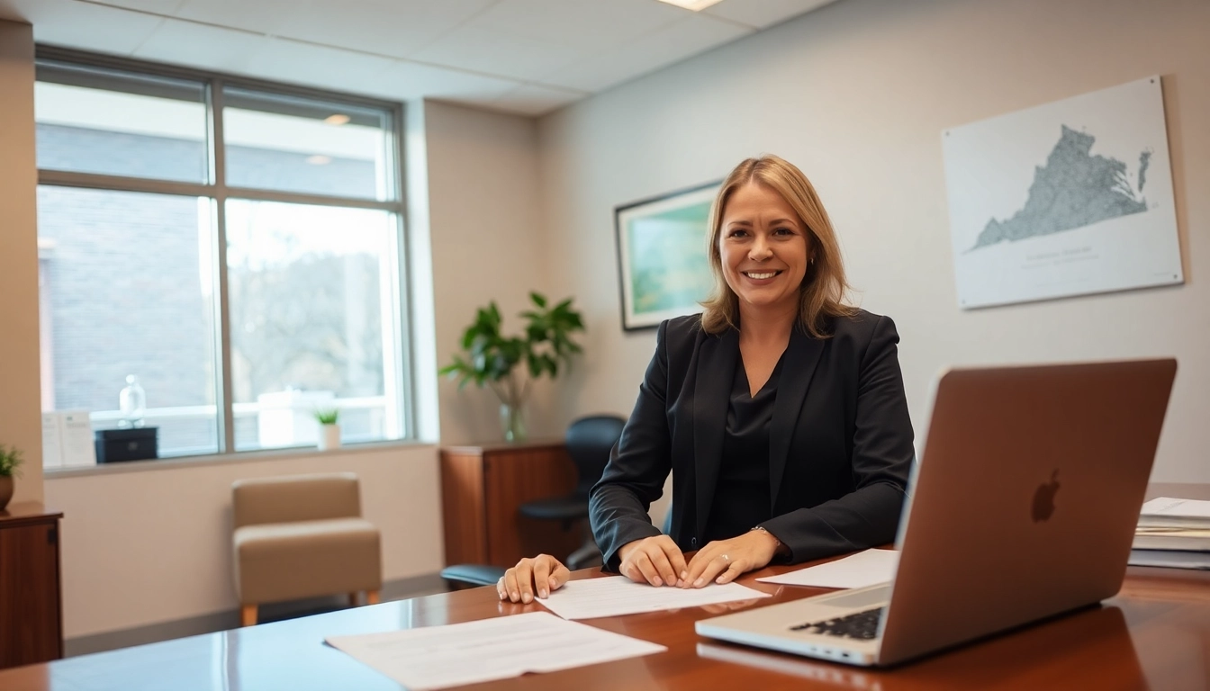 Virginia Immigration Lawyer providing guidance in a modern office space.
