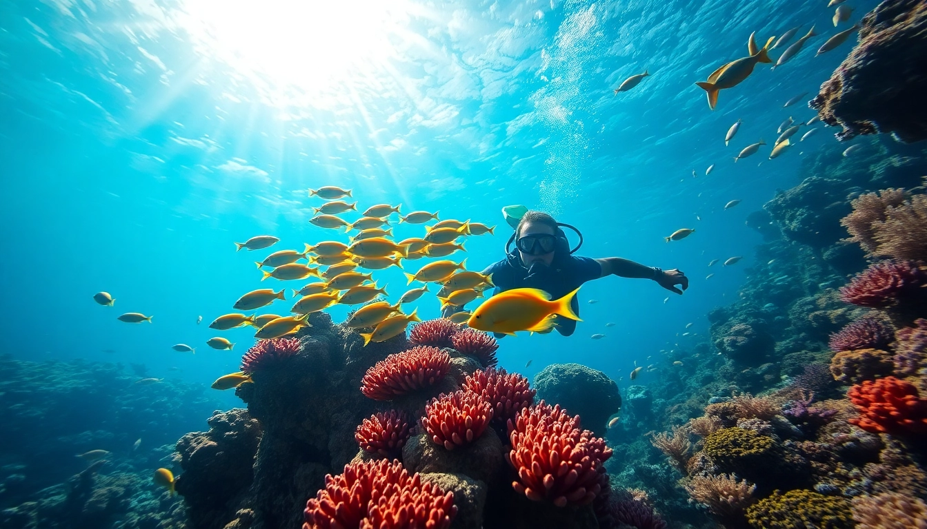Diver exploring vibrant coral reefs while showcasing experiences from https://marvinscubaexpeditions.com.