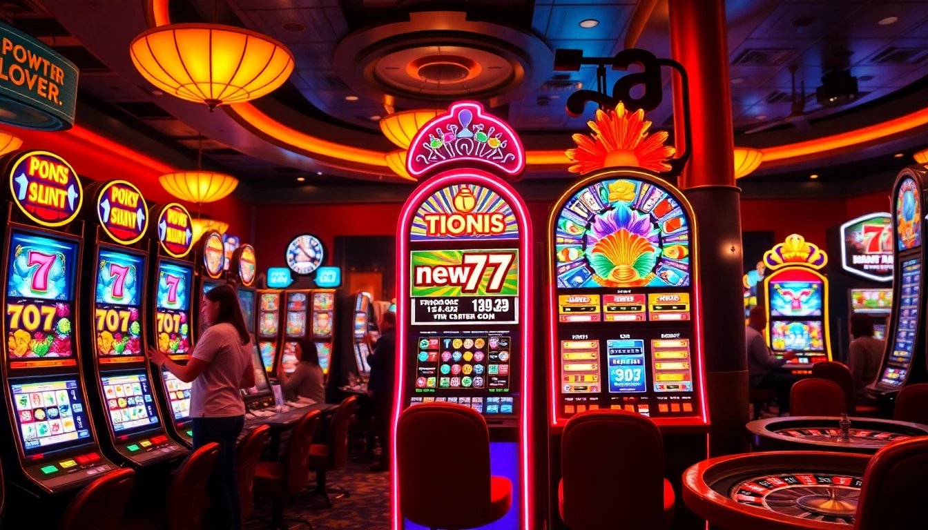 Experience the excitement of gambling with new77 slot machines lighting up the casino floor.