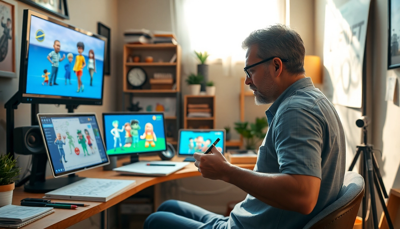 3D character modeling scene illustrating creativity at https://www.cubifycreations.com with vibrant colors and a warm atmosphere.