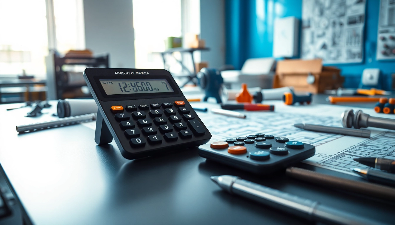 Calculate moment of inertia easily with our advanced moment of inertia calculator in a vibrant engineering workspace.