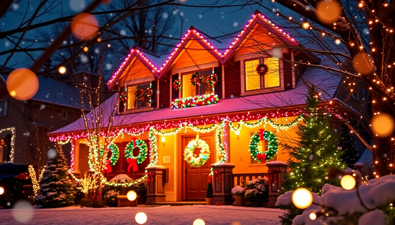 Brightly illuminated Seattle holiday light installation on a festive home showcasing colorful decorations.
