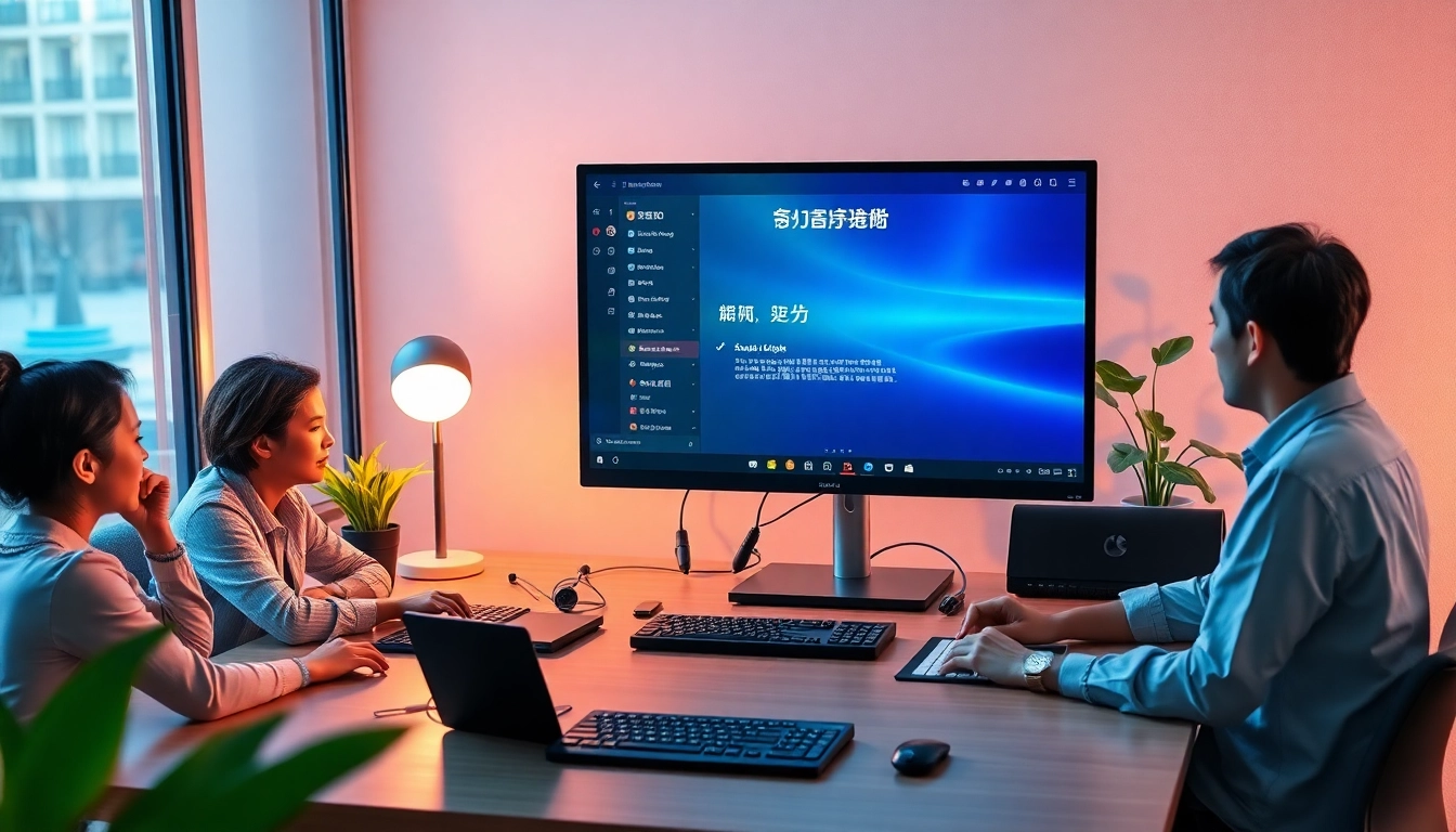 Featuring Sogou Input Method download, innovative workspace scene with diverse users and technology.