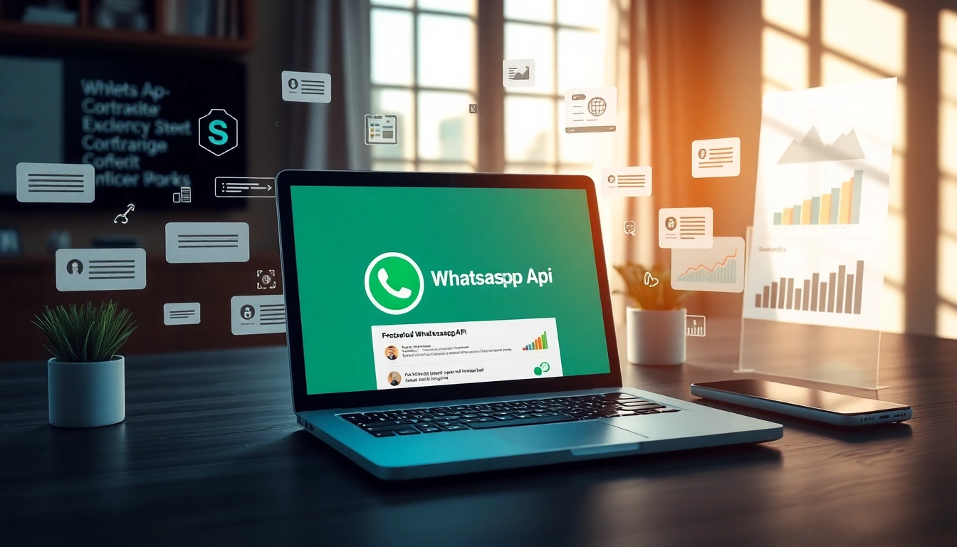 Engaging digital workspace illustrating the whatsapp api interface with collaborative elements.