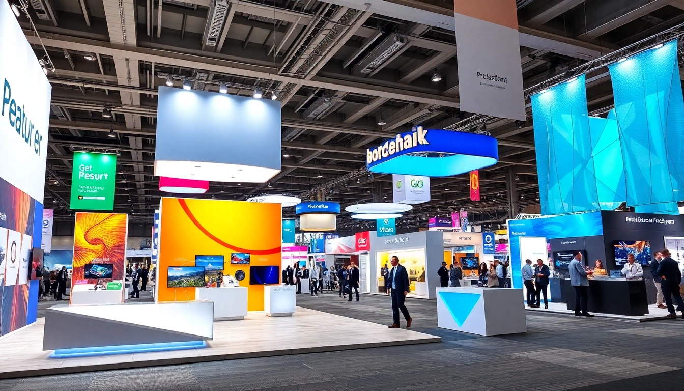 Impressive trade show displays highlighting innovative booth designs in a vibrant exhibition setting.