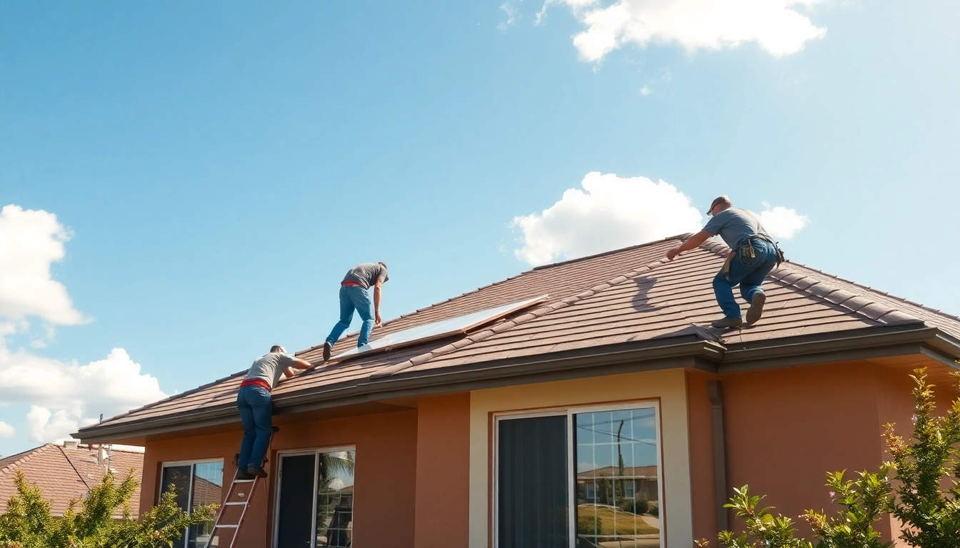 Showcasing Twin Shield Roofing's expert team installing a new roof in a sunny neighborhood