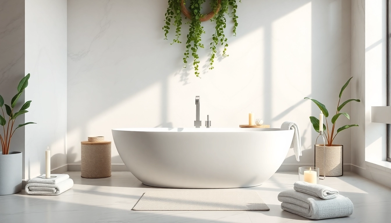 Rilassa in una vasca da bagno moderna con dettagli eleganti e ambiente sereno.