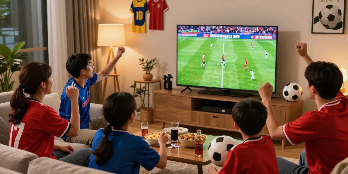 Pengalaman nonton bola dengan teman-teman di ruang keluarga saat pertandingan berlangsung.