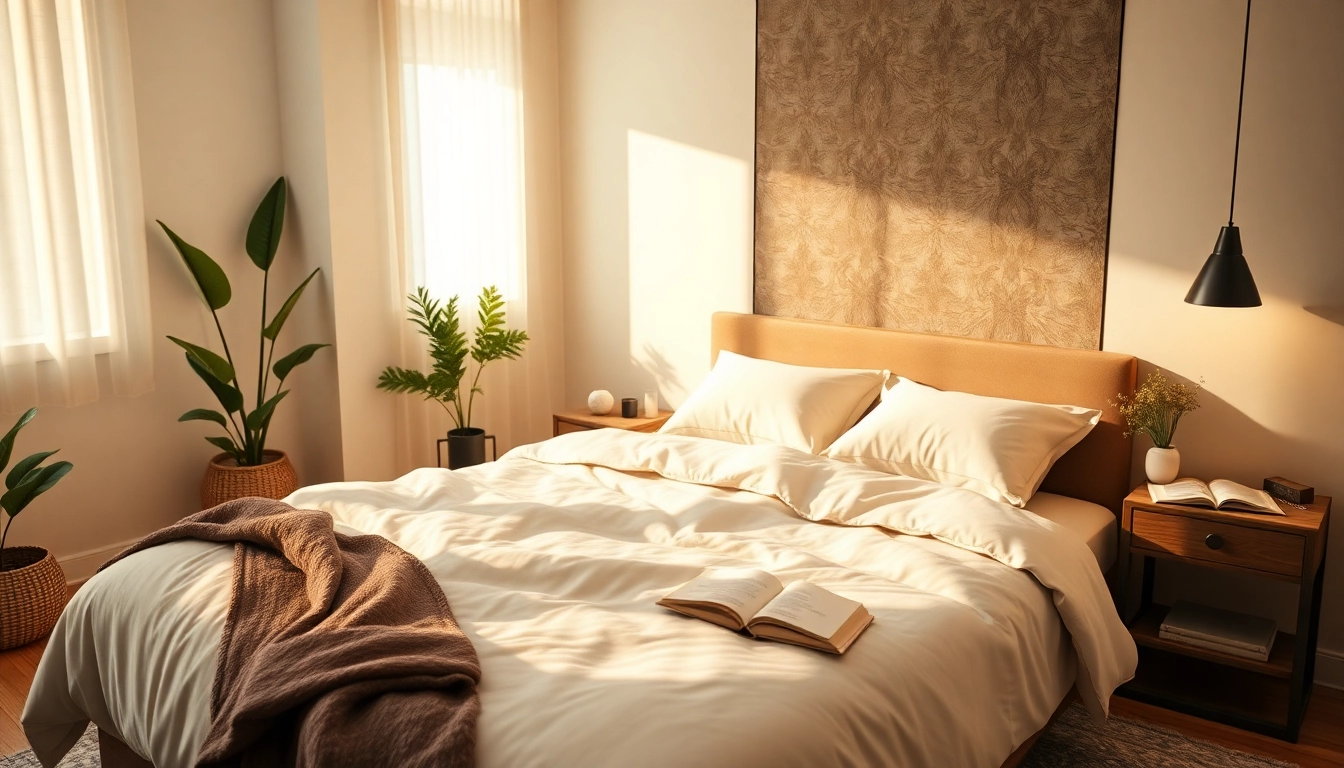 BAKUNE 口コミ: 睡眠の質を高める高級リカバリーウェアを身に着けた居心地の良い寝室。