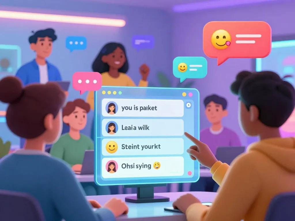 Engaging spicy chat interaction in a vibrant digital world with animated avatars