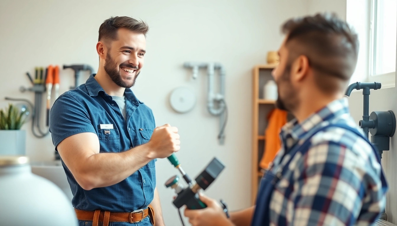 Skillful plumber assisting a homeowner at https://speedyservicestoday.com.au, showcasing expertise and customer service.