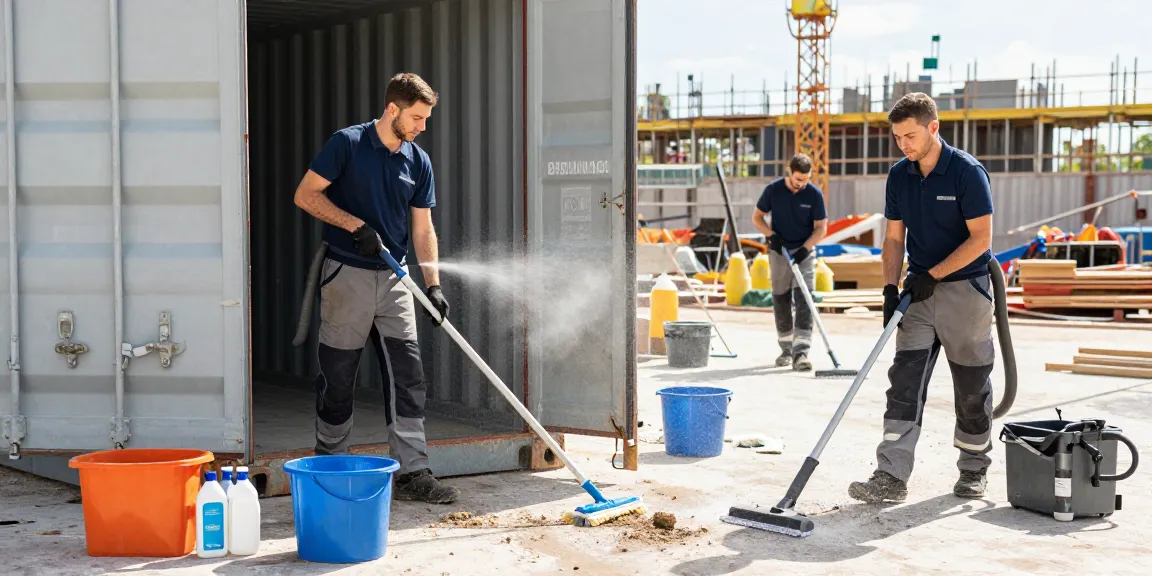 Professionelle Baustellencontainerreinigung Firma Dortmund mit geschultem Team, das Container gründlich reinigt und für Hygiene sorgt.