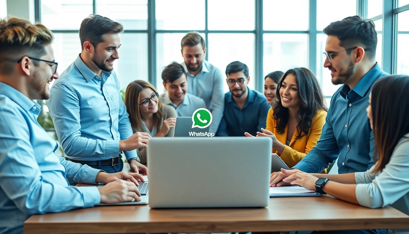 Utilize WhatsApp Business CRM effectively with professional team collaboration in a vibrant office setting.