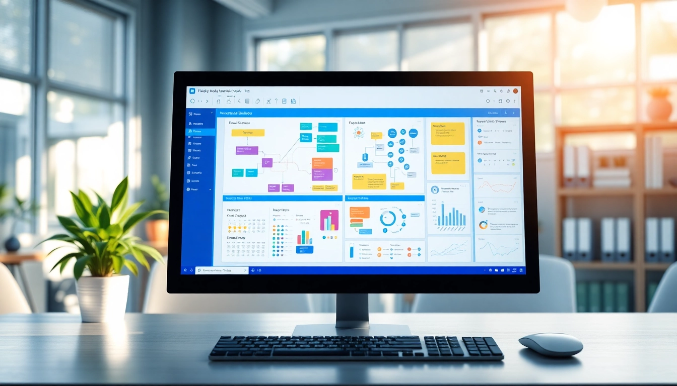 Enhance productivity with Vislio’s diagramming software showcased in a bright office.