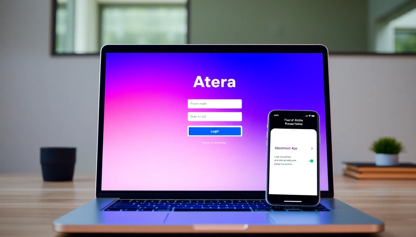 Atera login screen visualizing secure access and authentication methods.