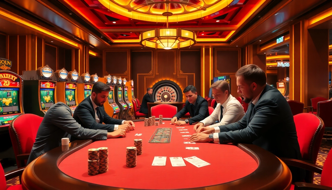 Players are winning big at the MM88 poker table in a luxurious casino setting.